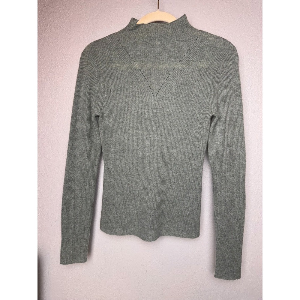 Margaret O'Leary Cashmere Mock Neck Sweater M Women's Light Green Lightweight
